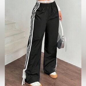 SHEIN Black Joggers with White Side Stripes